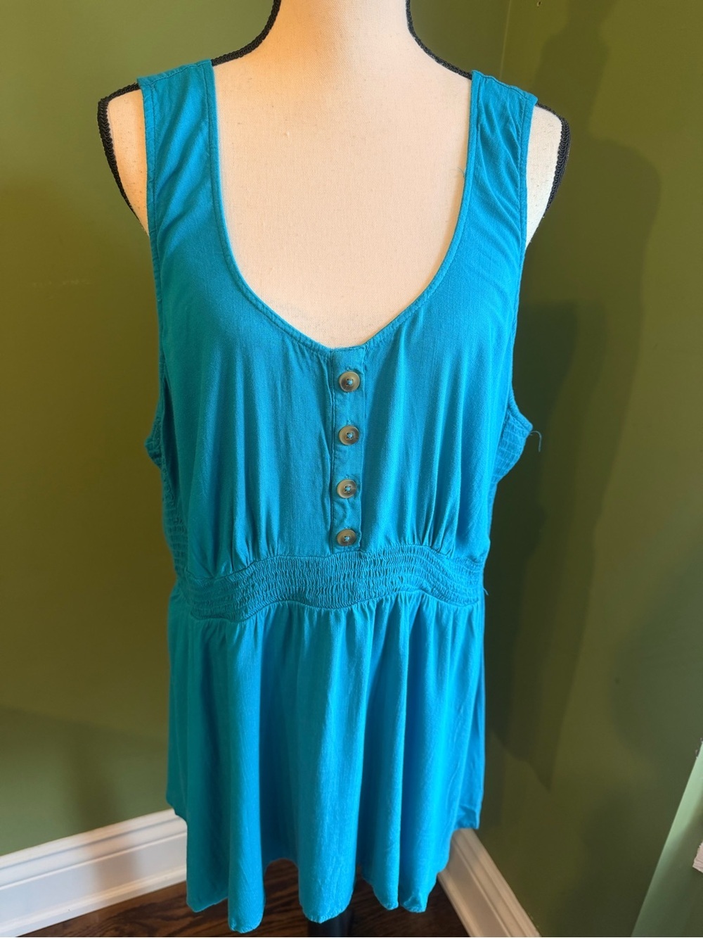 torrid Teal Scoop-Neck Button Front Tank